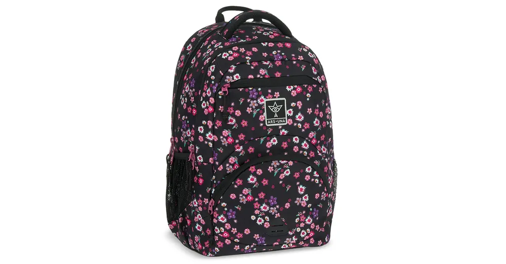 Ars Una Pearl Blossom Black virágos ergonomikus iskolatáska, hátizsák 33×45×24 cm Bestseller