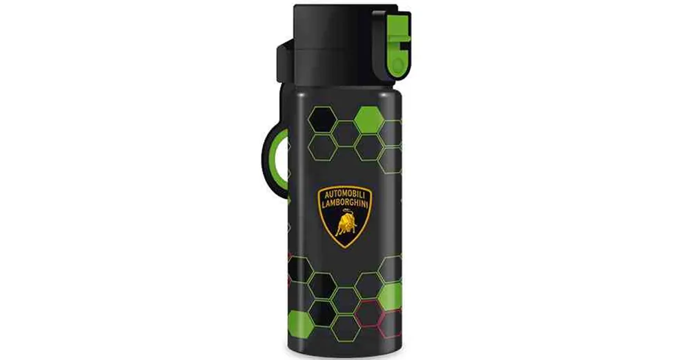 Lamborghini zöld-fekete cseppmentesen záródó műanyag kulacs 475ml Expressz szállítás