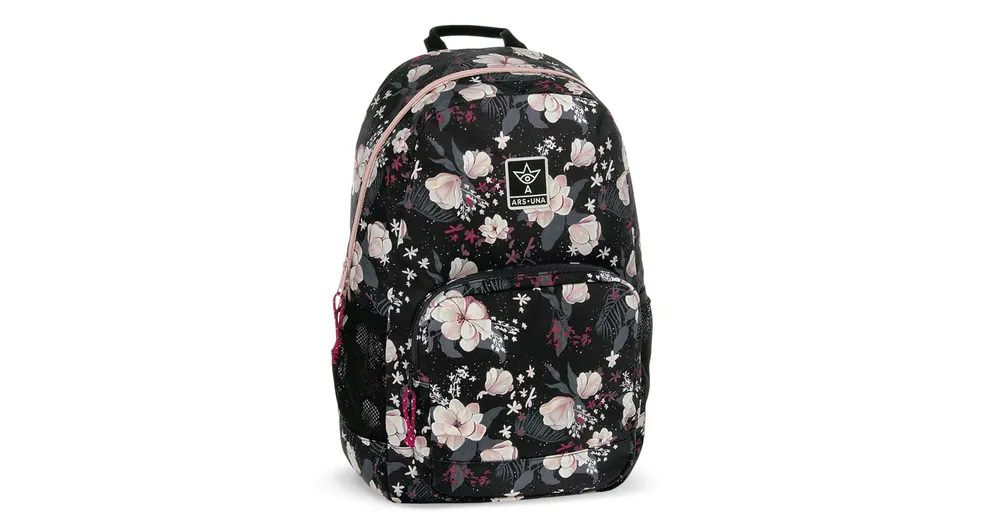 Gyors szállítás Ars Una Flowery Black virágos AU-14 iskolatáska, hátizsák 32×51×25 cm