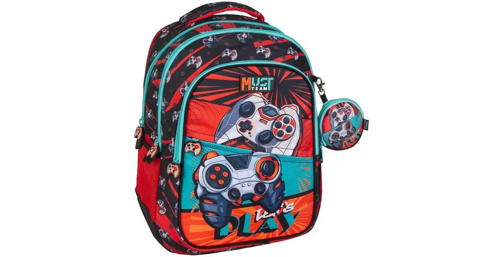 Must… Gamer lekerekített 3 rekeszes iskolatáska, hátizsák 32×18×43 cm Akciós ár