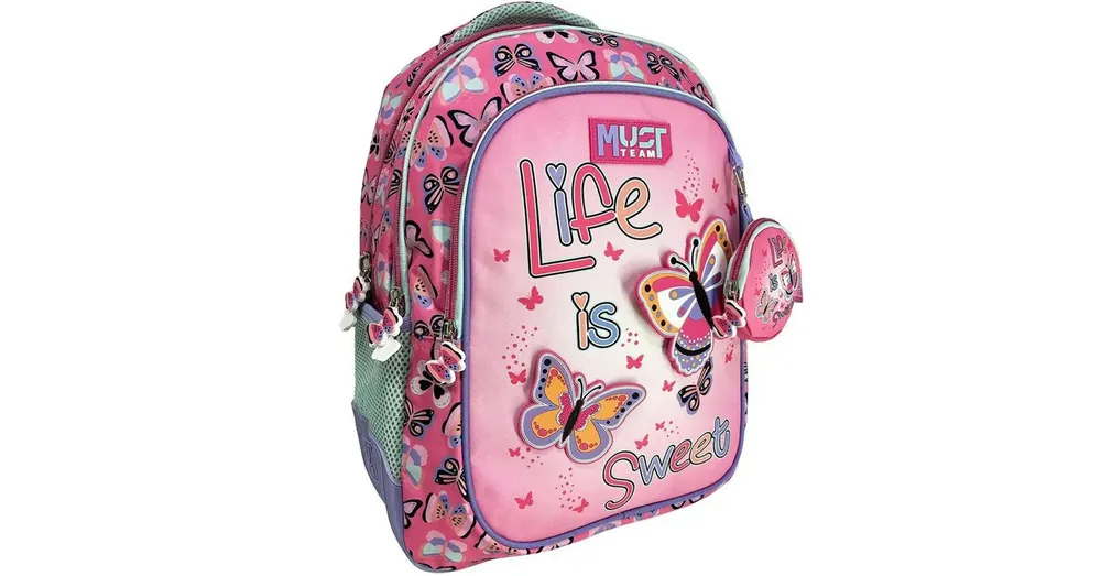 Luna Must Team pillangós lekerekített 3 rekeszes iskolatáska, hátizsák 32×18×43 cm Kedvezményes ár