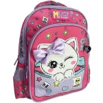 Újdonság Luna Must Team cica masnival lekerekített 2 rekeszes ovis hátizsák 27×10×31 cm