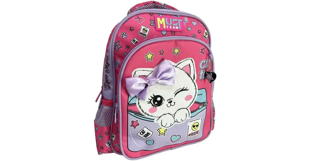 Újdonság Luna Must Team cica masnival lekerekített 2 rekeszes ovis hátizsák 27×10×31 cm