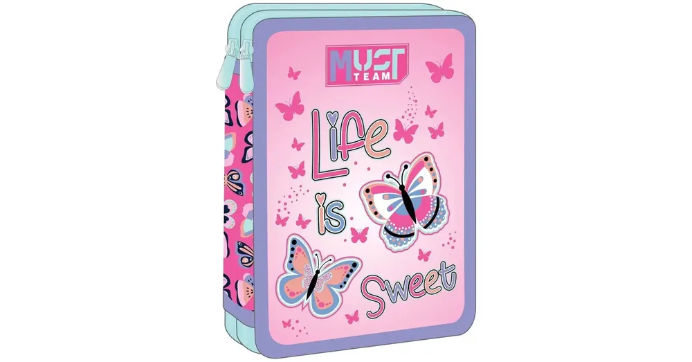 Ne maradj le Luna Must Team Life is Sweet pillangós 2 szintes tolltartó