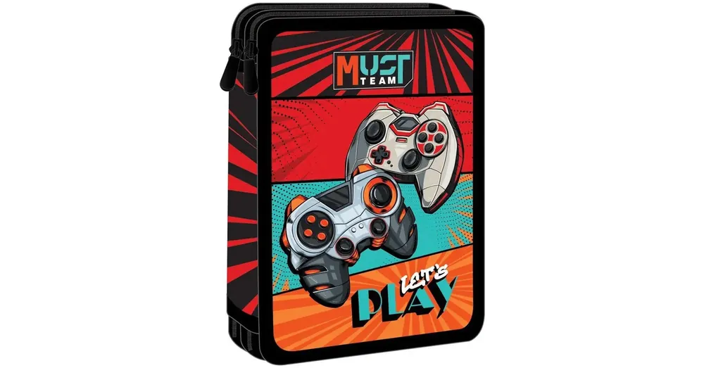 Gyors kiszállítás Luna Must Team Let‘s play gamer mintás 2 szintes töltött tolltartó