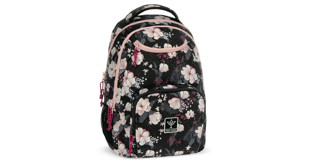 Rendeld meg most Ars Una Flowery Black virágos AU-6 iskolatáska, hátizsák 34×45×26 cm