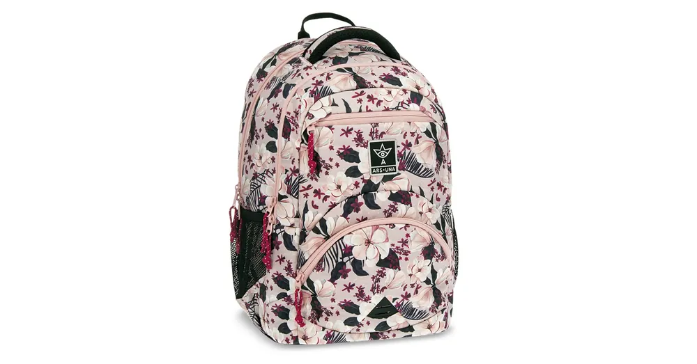 Ars Una Flowery Pink virágos ergonomikus iskolatáska, hátizsák 33×45×24 cm Vásárlói kedvenc