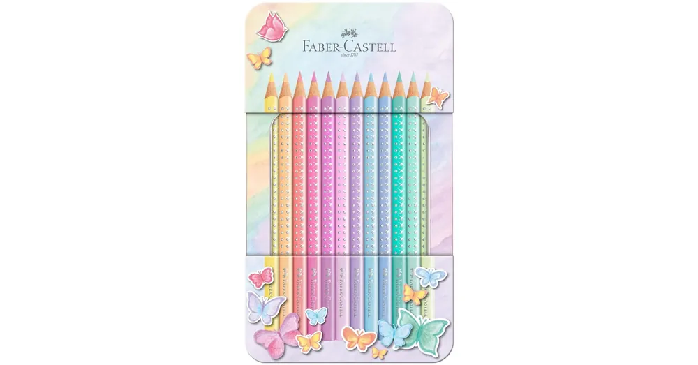 Prémium Faber-Castell Sparkle 12 db-os pasztell színes ceruza készlet fém dobozban