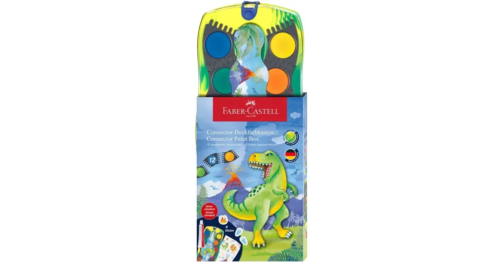 Legjobb ár Faber-Castell Connector 12 db-os vízfesték készlet összeilleszthető palettákkal, dinoszauruszos