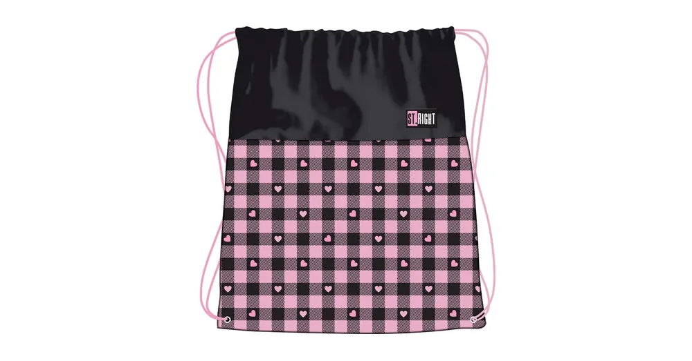 Kedvezményes ár St.Right Pink Checkered tornazsák, sportzsák 43×34 cm