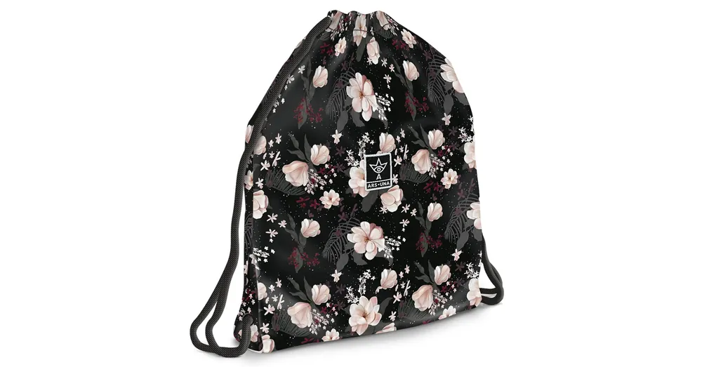 Ars Una Flowery Black virágos tinédzser tornazsák, sportzsák 37,5×46 cm Végkiárusítás