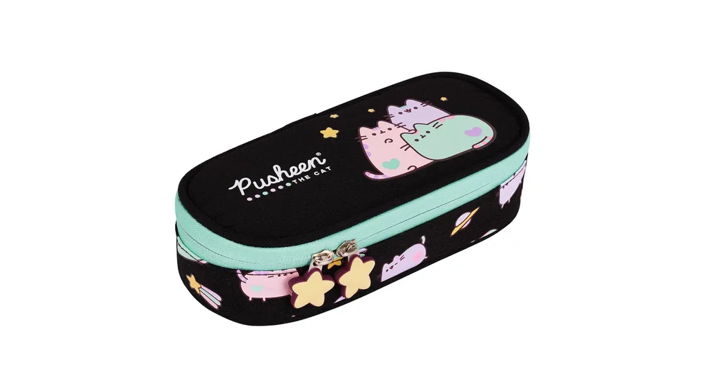 Vedd meg most Pusheen cicás ovális tolltartó türkiz-fekete színben 23 cm