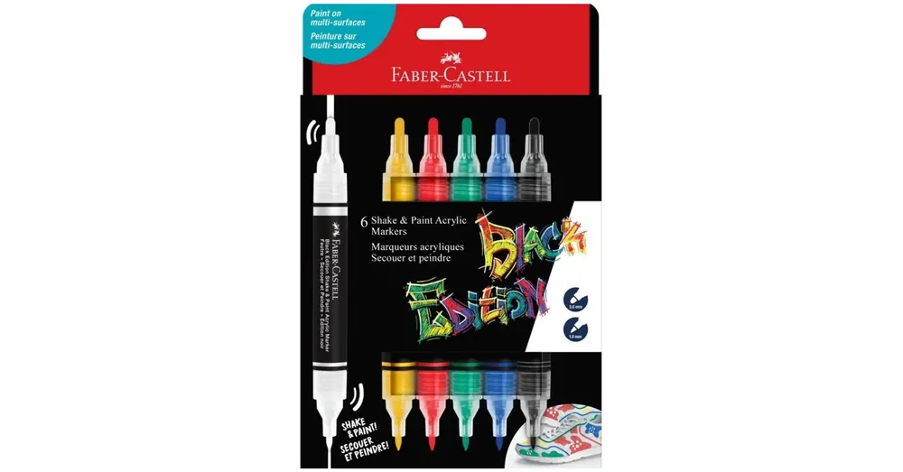Faber-Castell Black Edition Shake Paint 2 végű 3 mm-es és 1 mm-es 6 db-os színes marker szett Outlet