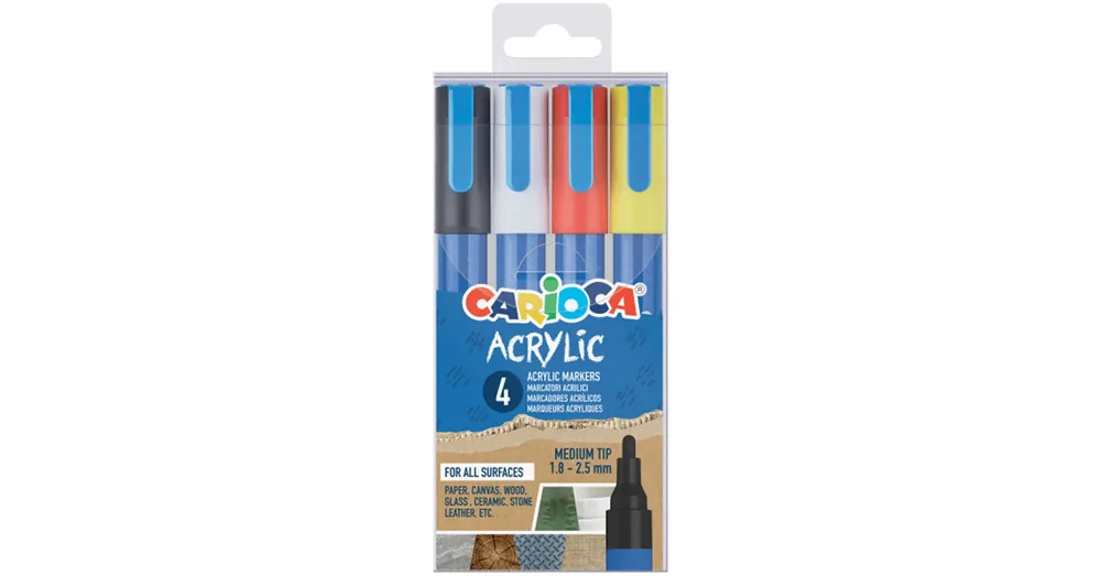 Acrilyc Akril gömbhegyű marker 4 db-os szett – Carioca Expressz kézbesítés