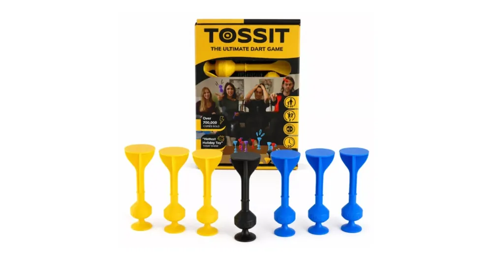 Tossit Starter Pack kék-sárga szilikon tapadókorongos darts társasjáték Prémium