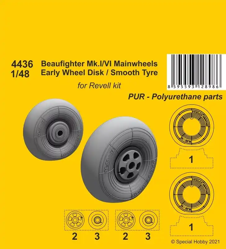 Újdonság CMK Beufighter Mk.I/VI Mainwheels - Early Wheel Hub / Smooth Tyre 1 48 (129-4436)