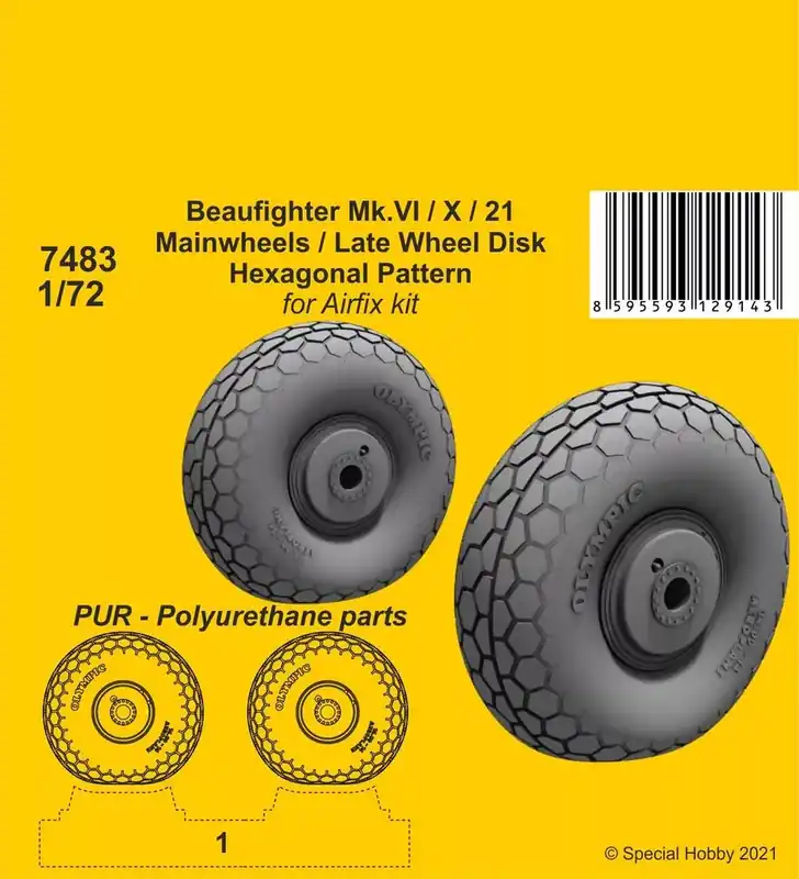 Újdonság CMK Beaufighter Mk.VI/X/21 Mainwheels - Late Wheel Disk / Hexagonal Tread Pattern 1 72 (129-7483)