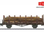 Prémium Märklin 58385 Rakoncás teherkocsi fékállással, R10, rönkfa rakománnyal, gyárilag koszolt, DB (E3) (1)