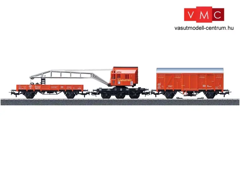 Ne maradj le Märklin 44752 Märklin Start up - Teherkocsi-készlet vasúti daruval, 3-részes tűzoltó készlet (H0) - AC