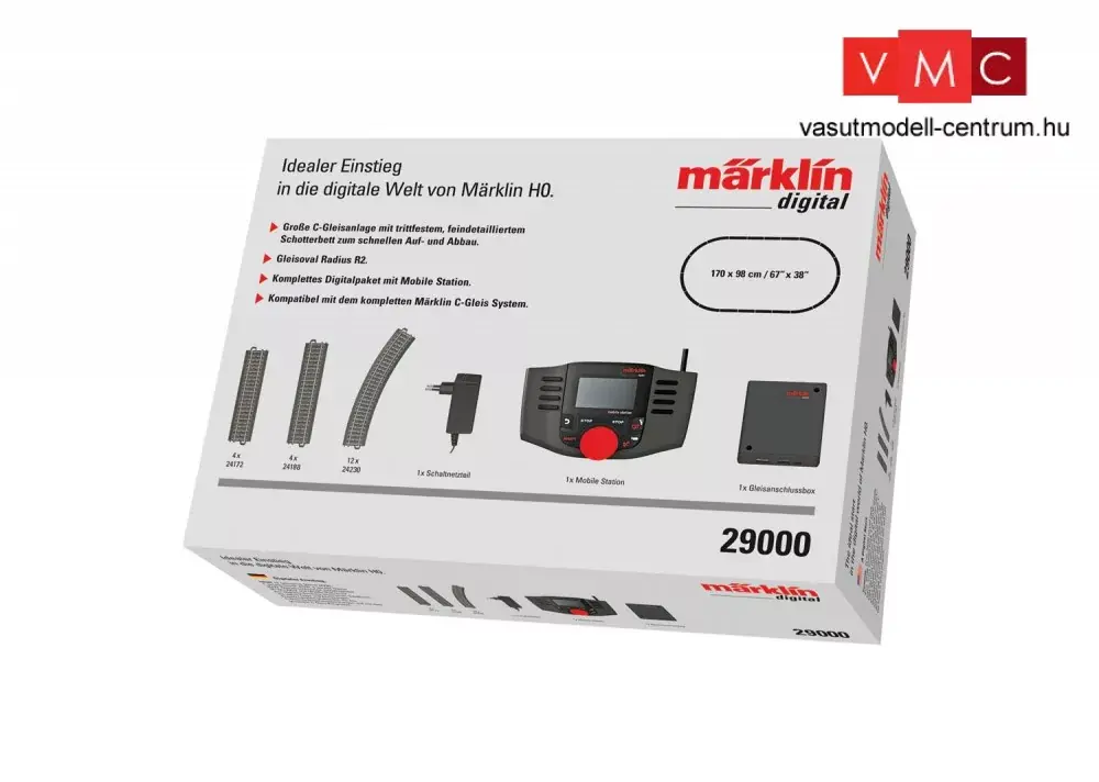 Biztonságos fizetés Märklin 29000 Digitális kezdőkészlet Mobile Station vezérlővel, ovál C-Gleis pályával, 230 V (H0) - AC