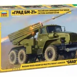 Zvezda 1 35 Russian Truck-Mounted Multiple Rocket Launcher "Grad" BM-21 harcijármű makett Kihagyhatatlan ajánlat
