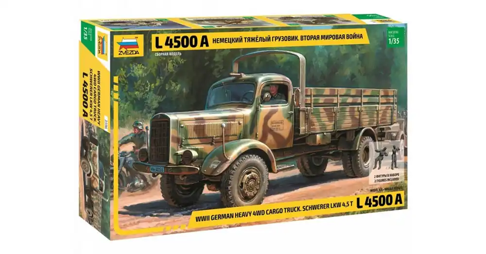 Szuper akció Zvezda 1 35 German Heavy 4WD Cargo Truck L 4500A Schwerer LKW 4,5t harcjármu makett